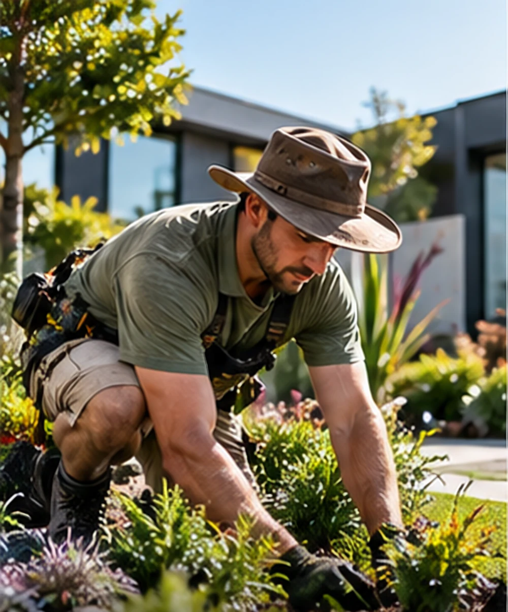 Residential landscaping work at an Australian home