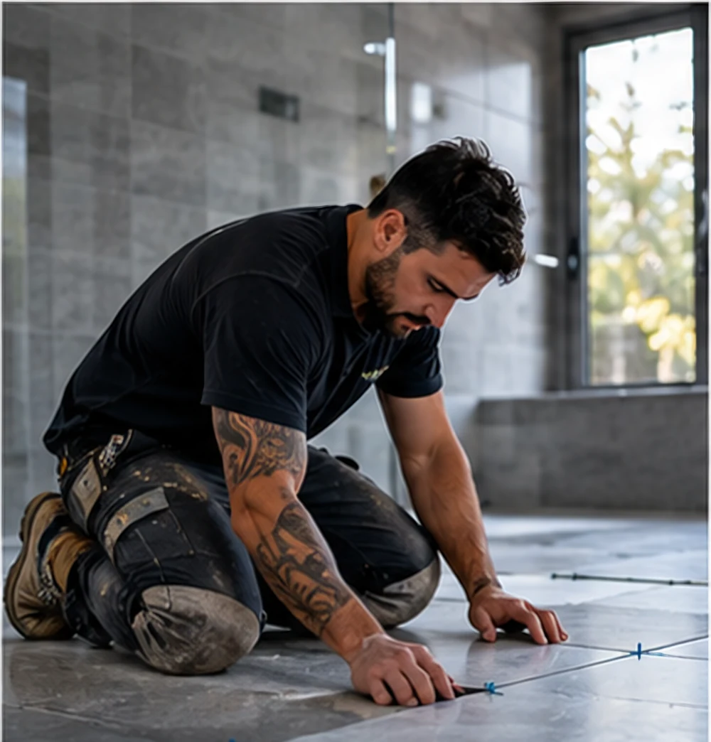 Residential tiling work at an Australian home